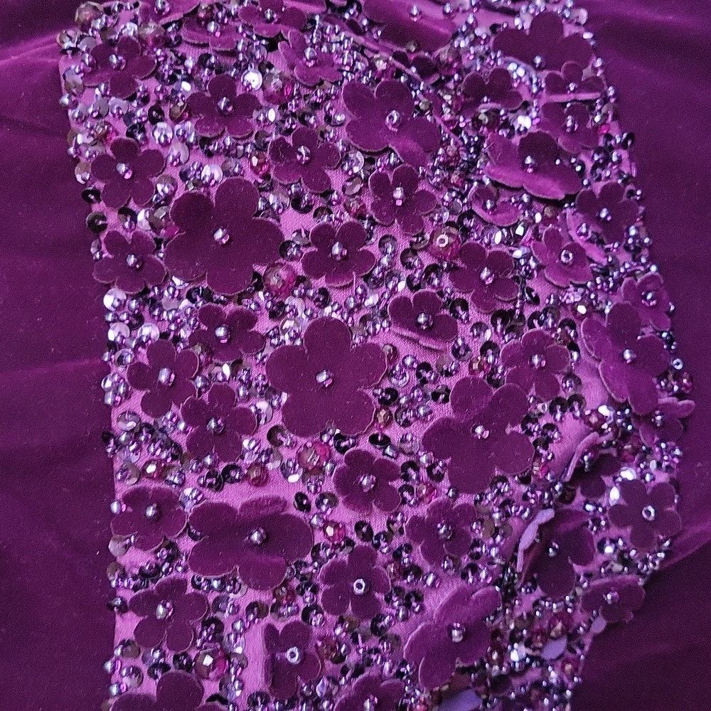 UNWORN. Mac Duggal Plum Bustier Velvet Ballgown - Picture 9 of 13